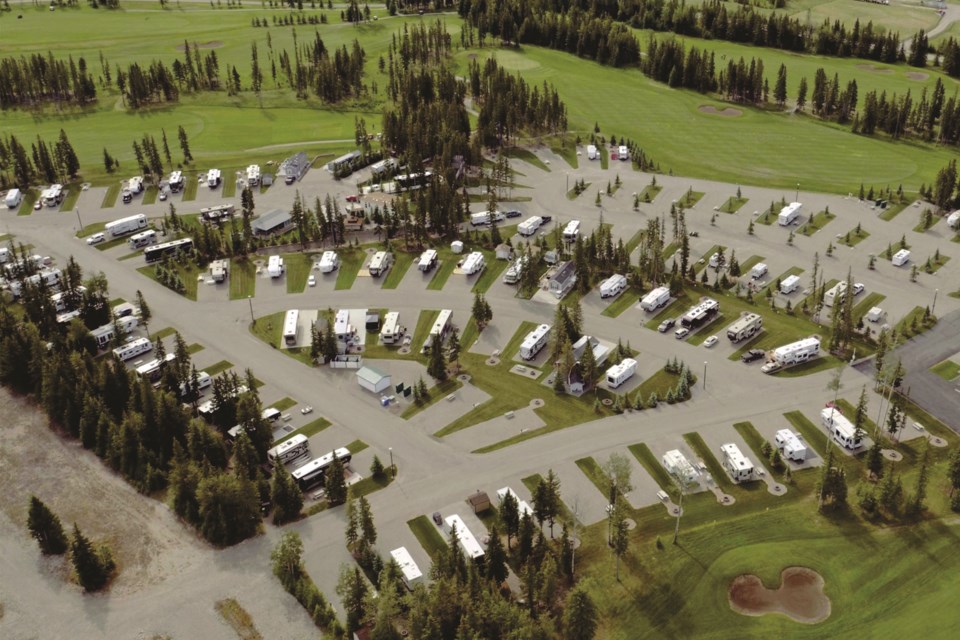 Aerial view of a planned RV and recreation community